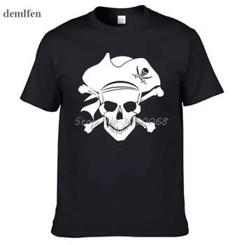 Nya Pirate Jolly Roger Piratkopiering Skull Crossbones Skriva ut T-shirt för Män Bomull kortärmad T-Shirt Mode Avslappnad Varumärke Toppar Tees