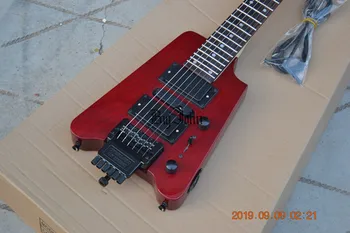 Nya Röda Huvudlösa Elektrisk Gitarr,Aska Kropp&Rosewood Greppbräda Passiv pickup 214