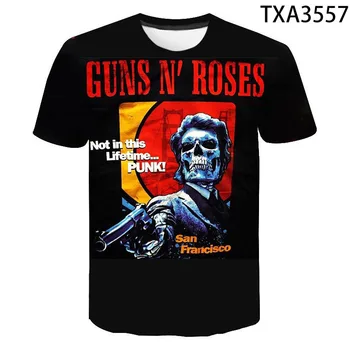 Nya Sommar 3D-Guns N Roses Tryckta T-shirts Casual Pojke Flicka Barn Streetwear Mode Män Kvinnor Barn T-shirt Coola Toppar Tee