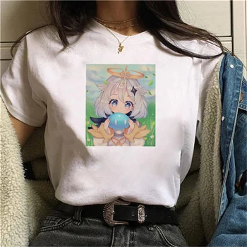 Nya Spel Genshin Inverkan Estetiska Grafiska T-Shirts Plus Storlek 5xl Japansk Stil Överdimensionerad T-Shirt Anime Kvinna Tshirts Y2k Toppar