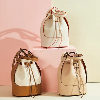 Nya Stil, Stora Volymer Hink Axel-Handväska av Äkta Läder Väska Väskor för Kvinnan 2020 med Innerficka