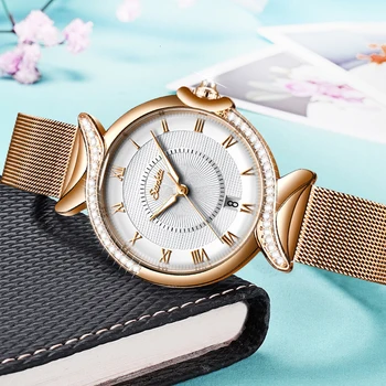 Nya SUNKTA Mekanisk Klocka Kvinnor Mesh Rostfritt Stål Klockarmband Casual Armbandsur Japan Rörelse Bayan Kol, och än mindre Reloj Mujer 2020