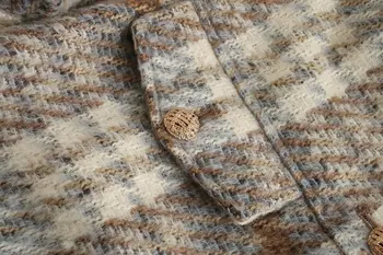 Nya Za Kvinnor Mode Overshirt Damer Vintage Sätt Pläd Tweed Coat Med Långa Ärmar Kvinnliga Streetwear Elegant Jacka Flickor