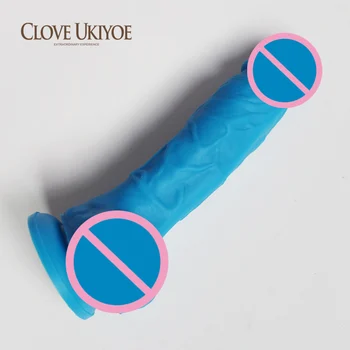Nyaste Blue Bästa Kvalitet Ren Silikon Flexibel Penis Vattentät Realistisk Dildo Med Stark sugkopp sexleksak för Kvinnor