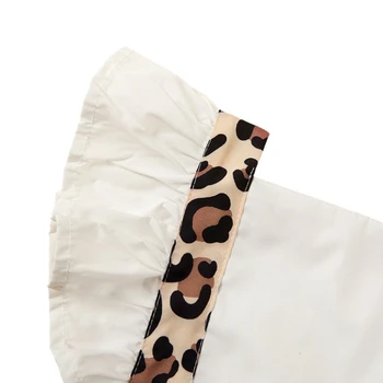 Nyfödda Baby Girl Leopard Body Jumpsuit Kläder Flare Klänning Outfits med Pannband Sommar-0-24M