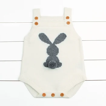 Nyfödda Pojke Flicka Bunny Stickning Ull Romper Jumpsuit Outfit Påsk barnkläder 0-24M