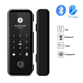 Nytt!Biometriska Fingeravtryck Lås Säkerhet Intelligent Smart Lock Med wi-fi trådlöst LAN TTLock APP Lösenord RFID-Lås Glidande Glas Dörren Lås