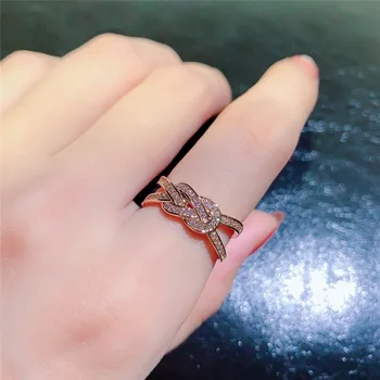 Nytt Mode Koreanska Öppna Ringar För Kvinnor Utsökt Rose Gold Färg Strass Justerbara Ringar