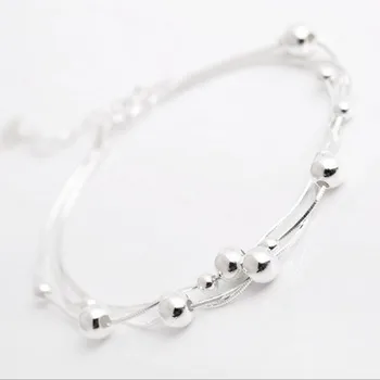Nytt Mode Smycken I 925 Sterling Silver Färska Skönhet Smidig Liten Runda Pärlor Kvinnor Populära Armband B56