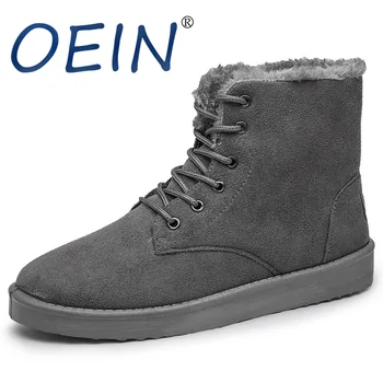OEIN 2020 Vinter Män Snow Boots Platt-Plattform Icke-Slip Mjuka Varma Manliga Bekväma Plus Sammet Skor Höga Top Sneakers Nya