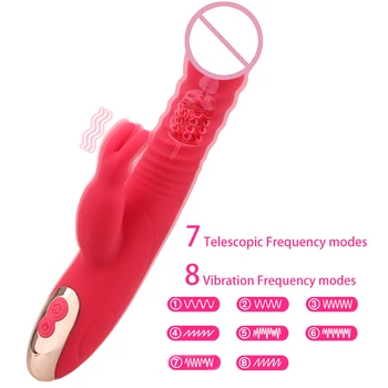 OLO Teleskopiska Kanin Vibrator Rotation Pärlor Dildo Vibrator Tungan Slickar G-punkts Massage Värme Klitoris Stimulator sexleksak