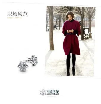 OMHXZJ Partihandel Mode flicka kvinna smycken snö blommor Tre käken Mosaik AAA zirkon S 925 Sterling Silver Örhängen YS41