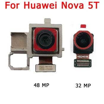 Original Främre och Bakre Kameran på Baksidan För Huawei Nova 5T Nova5T Viktigaste Inför Kamera Modul Flex Kabel Ersättning Reservdelar