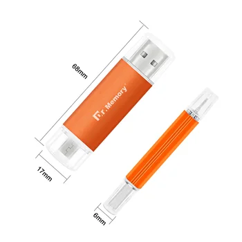OTG USB-Flash-Enhet 32GB för Android Mobiltelefon Metall Färgglada Pendrives 64GB Minne 4GB 8GB 16GB minnen för Samsung