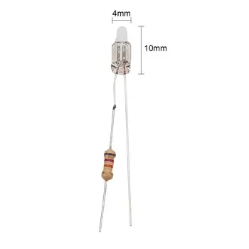 Othmro Nya 100st LED-Straw Hat Lampan Pärla F4 4x10mm Rött/Grönt Ljus Motstånd 82K/100K/150K/0 Neon Lampa kontrollampan