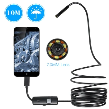 OWSOO 7MM 6 LED-Linsen Endoskop IP67 Vattentät Inspektion Borescope Tråd Orm Rör Kameran Kompatibel med Android Telefon&DATOR