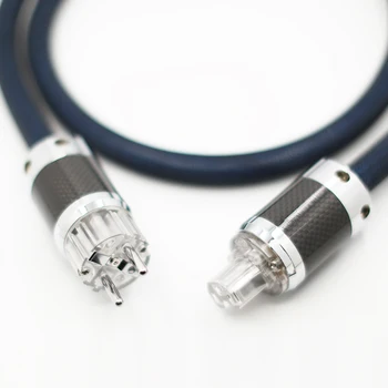 P111 Hög kvalitet, silverpläterad OFC hifi power kabel-Kolfiber rodierat AC EU-AU OSS kraft anslut nätsladden Power line CD