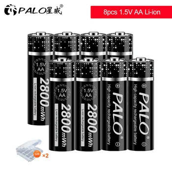 PALO 2-20st 1,5 V AA Laddningsbara Batteriet 2800mWh Li-ion Lithium Batteri för LED-Ljus Leksak Placering Batteri Kamera MP3