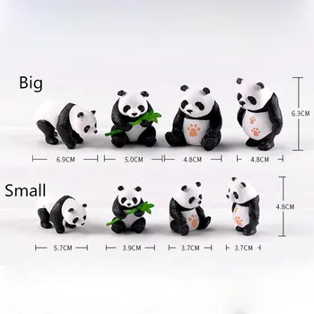 Panda Djur Set Trädgård Hem Bonsai Dekoration Mini Leksak Miniatyr pvc Hantverk Smycken Micro Inredning, DIY Kaka Utsmyckning