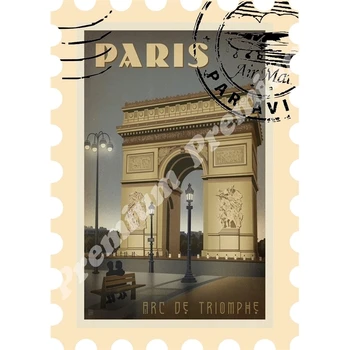 PARIS Frankrike souvenir-och magnet vintage turist-affisch
