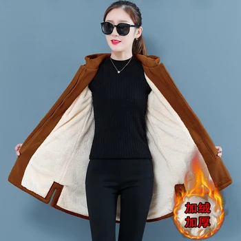 Parker Ms Vinter Jacka Nya Plus sammet, Bomull coat storlek Hooded coat kvinnor Korea Kvinnors winter varma park