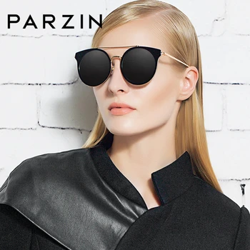 PARZIN Lyx Varumärke Balk Runda Polariserade Solglasögon för Kvinnor Ram Mode Färgglada Glasögon Kvinnor som Driver Solglasögon