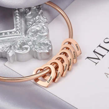 Personlig Inspirerande Armband Armband för Kvinnor med Hjärta Charm Skräddarsydda Ingraverat Namn BBF Smycken