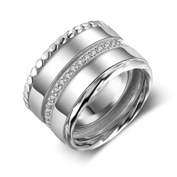 Personlig Ring, Gravera 2 namn Inlaga Spar Cubic Zircon Anpassa Mode Ring Utsökt Present till Kvinnor(RI103817)