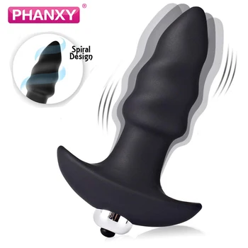 PHANXY Vibrator Manliga Anal Plug Medicinsk Mjuk Silikon Anal Kork Med Vibrationer 7 Hastighet Butt Plug Vuxen sexleksaker För Kvinnor Par