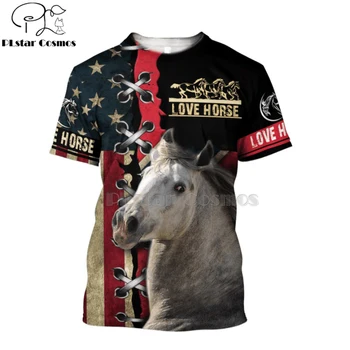 PLstar Cosmos med nya Tryck 3d-horse racing limited edition 3d t-shirts tshirt tees sommaren roliga Harajuku kort ärm streetwear-2