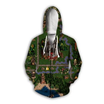 PLstar Kosmos Manliga Kvinnliga Mode zip hoodies Heroes of Might & Magic 3D-Utskrivna Spel kort jacka streetwear Casual Hoodie