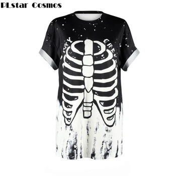 PLstar Kosmos sommaren nya ankomst Rolig Skelett 3D T-shirt VISTELSE LÄSKIGT Roliga Brev Tryckt Harajuku T-Shirt Män Kvinnor Tee Toppar