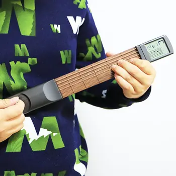 Pocket Gitarr Trä+Plast Bärbar Med Skärm Finger Motionär Tränar Praktiskt Verktyg För Nybörjare