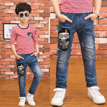 Pojkar jeans byxor vår nya 2020 stora barnkläder koreanska jeans tide