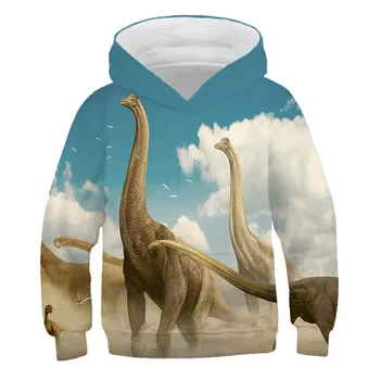 Pojkar och flickor personliga tröjor, barnkläder 3D-utskrifter dinosaurie casual tröja, tecknat Hoodie kläder