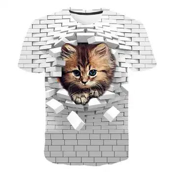 Pojken söt katt hiss klo skriva ut kläder tjej 3D-roligt T-shirt kläder barn 2020 sommar kläder barn Tees baby T-shirt