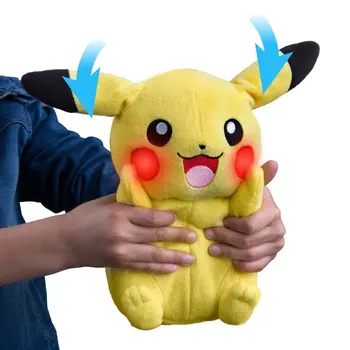 Pokemon Pikachu Plush docka kan tala ljus Härlig röst Rörliga öron Glödande kinden elektriska Mjukis Barn Julklapp