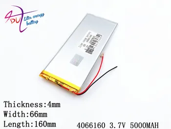 Polymer batteri 4066160 med 3,7 V och 5000MAH 4065160 smarta hem MP3-högtalare Li-ion batteri för dvr,GPS,mp3,mp4,mobiltelefon,tala
