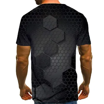 Populära sommar T-shirt, geometriskt 3D-modell, manlig karaktär kreativ T-shirt, casual sport skjorta, intressant oversize T-shirt
