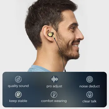 Professionell Metall Kabelanslutna Hörlurar i HiFi Stereo In-ear-Hörlurar Super Bass Idrott Musik Headset För iPhone Xiaomi Huawei Honor