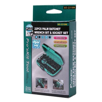 Proffsen'kit SD-2319M 22PCS Palm ratchet skiftnyckel Bit & Socket Uppsättning