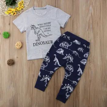 Pudcoco Flicka Satt 1Y-6Y STORBRITANNIEN NYA Barn Barn Barn Pojkar Dinosaurie Top T-shirt Byxor Leggings Outfit Kläder