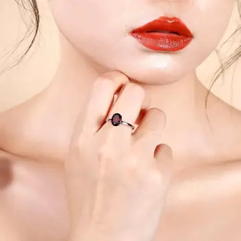 Pärla Balett 2.21 Ct Oval Naturliga Röda Garnet Ädelsten Ring i 925 Sterling Silver Månadssten Solitaire förlovningsring För Kvinnor