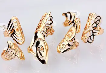 QIANBEI Grossist Bulk 5st Oversize Charms Blanda Stil Guld Legerat Finger Ringar Band Bröllop Engagemang Mode Smycken