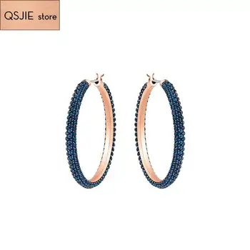 QSJIE Hög kvalitet SWA födelsedagspresent mode design Sten ihåliga Blå Örhängen Glamorösa mode smycken