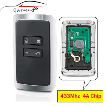 QWMEND Smart Remote Nyckel med Keyless Go 434mhz Hitag AES 4A Chip För Renault Megane 4 Talisman Espace 5 Kadjar Koleo