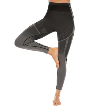 Randig Yoga Byxor 2020 Nytt Mode Sexiga Kvinnor Med Hög Midja Bodycon Smal Sträcka Sommaren Falla Gym Sport Kör Yoga Biker Bottnar