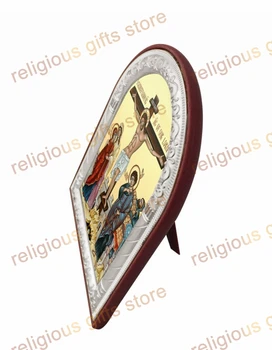Religion serien korsfästelsen Jesus religiös ikon målning bild photo frame billiga ortodoxa kyrkan att leverera metall silver hänge