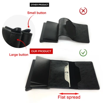RFID-Blockerande Män Kreditkort Hållare Anti-stöld-Kort Hållare för Män Plånböcker PU Läder Automatisk korthållare i Aluminium Metall Väska