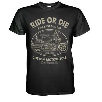Ride or Die veteranmotorcyklar T-Shirt - Biker Anpassad Bopper Krad Chopper Nya modemärke för Män Tecknat Hip Hop Homme T-Shirt